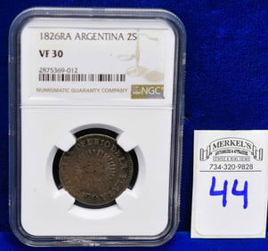 1826 RA Argentina 2s - NGC VF 30- Silver Coin