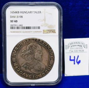 1654 KB Hungary Taler Dav-3198 - NGC XF 40 - Silver Coin