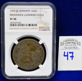 1694 JJJ Germany 16GG Brunswick-Luneburg-Celle - NGC VF 30 - Silver Coin