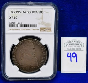 1836 PTS LM Bolivia S8S - NGC XF 40 - Silver Coin