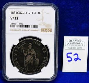 1831 Cuzco G Peru 8R - NGC VF 35 - Silver Coin