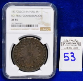 1837 Cuzco BA Peru 8R So. Peru 'Confederacion' - NGC XF 45 - Silver Coin