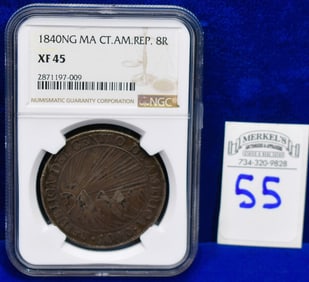 1840 NG MA CT.AM.REP. 8R - NGC XF 45 - Silver Coin