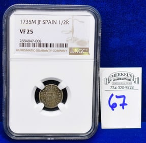 1735M JF Spain 1/2R - NGC VF 25 - Silver Coin