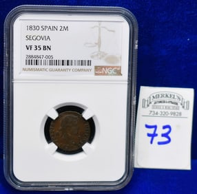 1830 Spain 2M Segovia - NGC VF 35 BN - Silver Coin