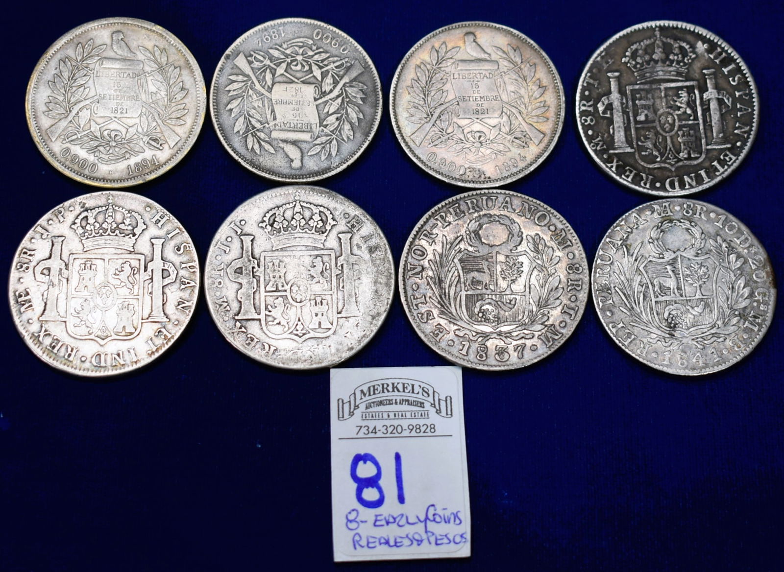 Lot of 8 Early Reales & Pesos - Silver Coins (1 of 2)
