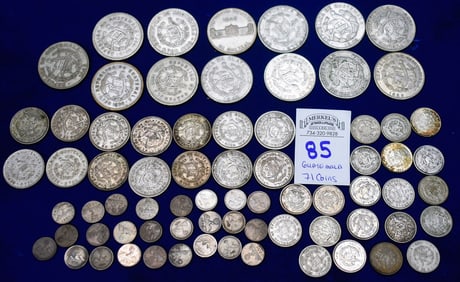Lot of 71 Guatemalan Silver Coins