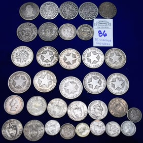 Lot of 35 Old Foreign Silver Coins