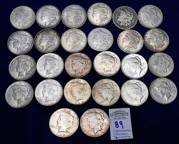 Lot of 26 US Silver Dollars (13 Morgan & 13 Peace)