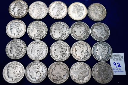Roll of 20 Morgan Dollars (10-O, 10-S Mint Marks) US Silver