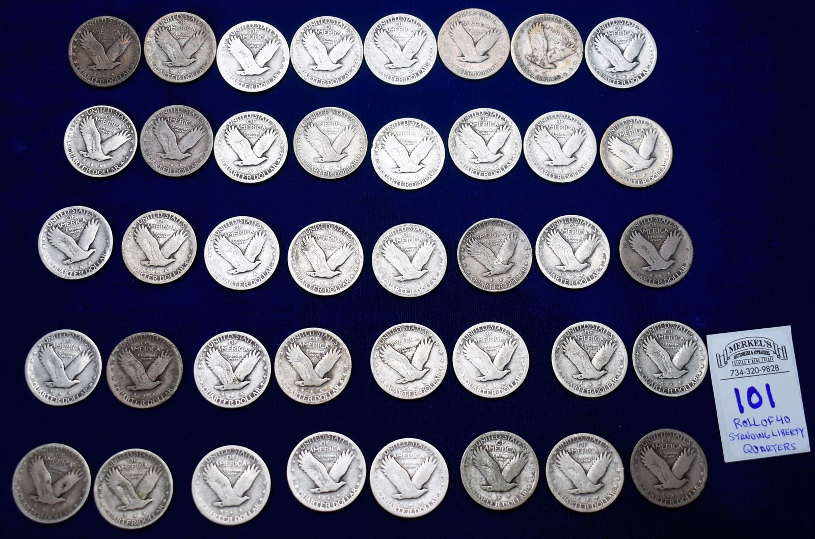 Roll of 40 Standing Liberty Quarters US Silver (1 of 2)
