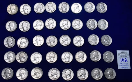 Roll of 40 Washington Quarters US Silver