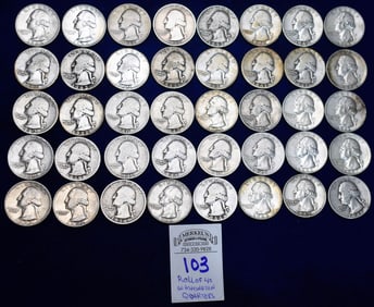 Roll of 40 Washington Quarters US Silver