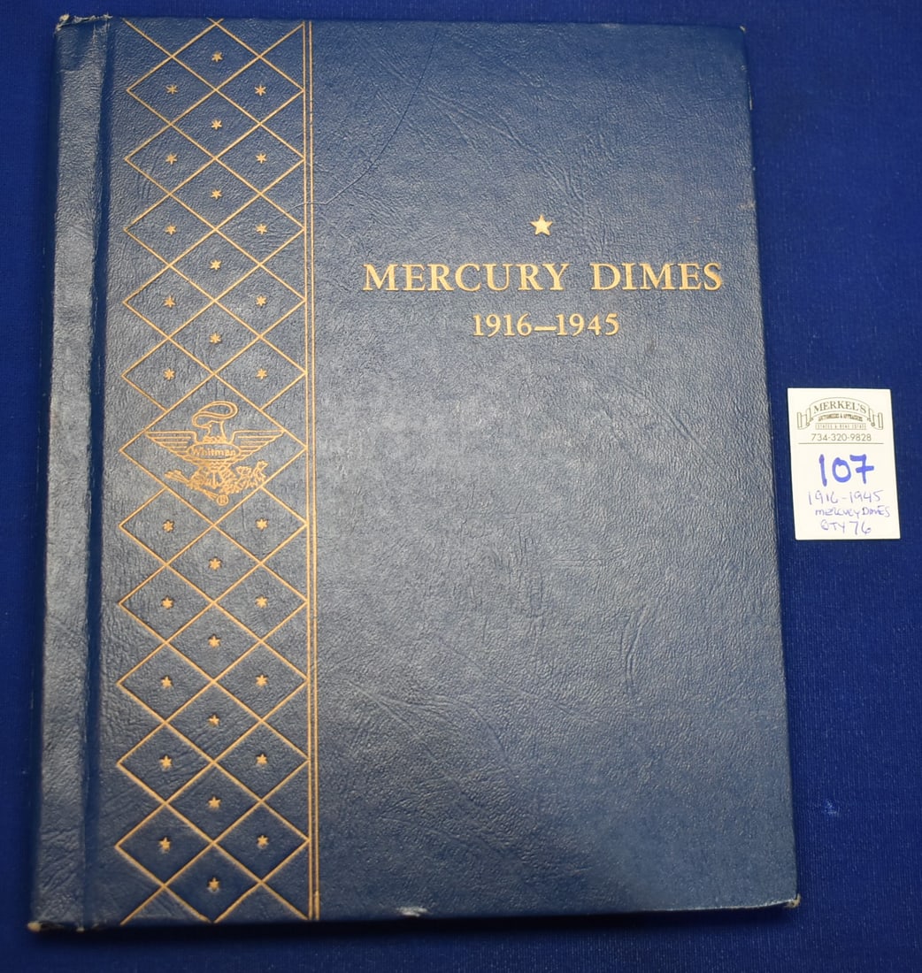 1916-1945 Mercury Dimes Whitman Dime Album (76/79 Dimes) (1 of 5)