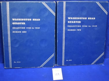 2 Whitman Albums Containing 35 Washington Silver Quarters