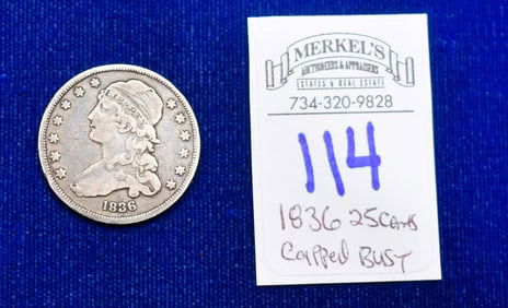 1836 Capped Bust US Silver Quarter