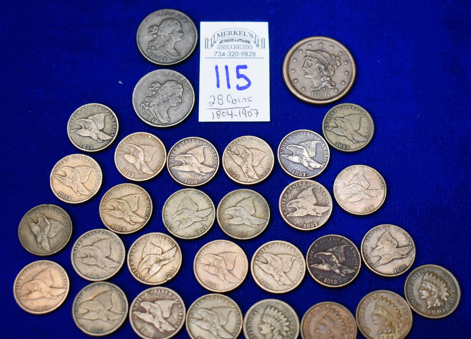 Lot of 28 US Pennies (1804-1907) (1 of 6)