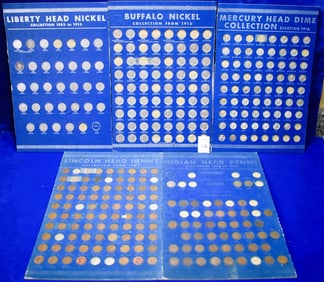 Lot of 5 Vintage Whitman Album Boards (Buffalo & Liberty Head Nickels, Indian & Lincoln Head Pennies