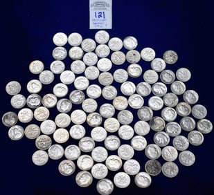 Lot of 100 Roosevelt Dimes US Silver Coins