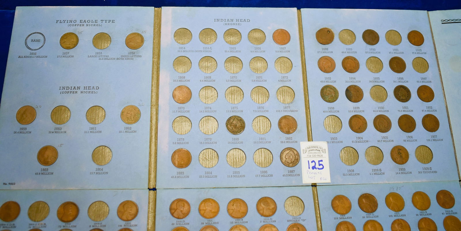 Lot of 3 Whitman Penny Albums (Lincoln Head Cent Vol 1/2 & Indian Head Cent 1856-1909) (179 Cents (1 of 3)