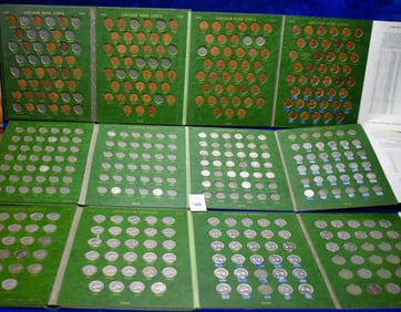 Lot of 3 Green Whitman Albums (Mercury-Roosevelt Dimes, Lincoln Cents & Jefferson Nickels)
