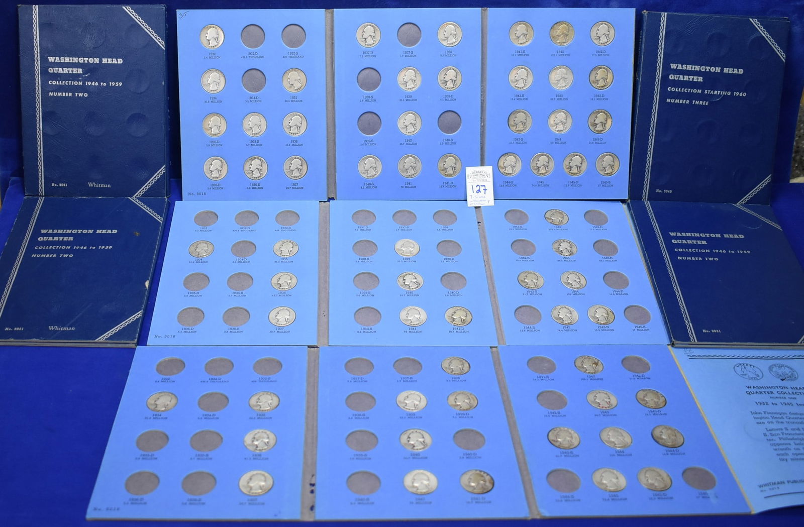 Lot of 7 Whitman Washington Head Quarter Albums (161 Quarters Total) (1 of 2)