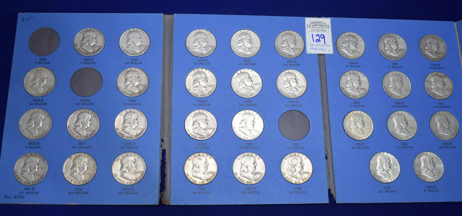 Benjamin Franklin Half Dollar Collection 1948-1963 Whitman Album (32 Coins) (1 of 1)