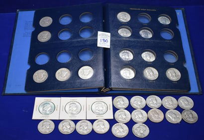 Lot of 35 Franklin 1/2 Dollars (Some in Album)