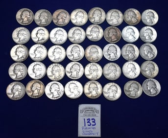 Roll of 40 Washington Silver Quarters