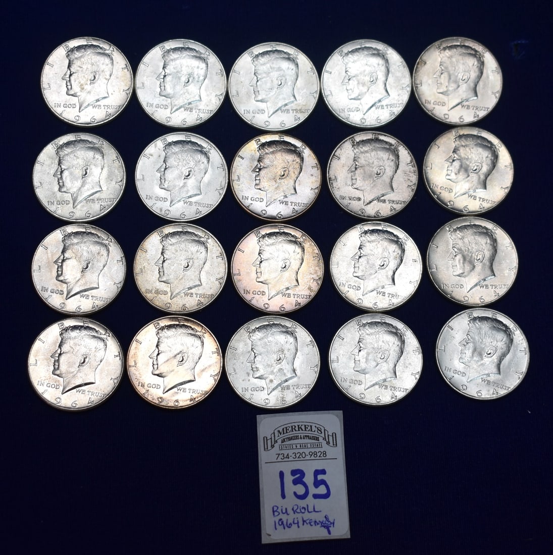 BU Roll of 20 1964 Kennedy Silver 1/2 Dollars (1 of 2)