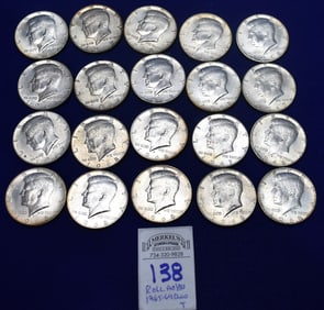 AU/BU Roll of 20 1965-1969 Kennedy Clad 60% Silver 1/2 Dollars