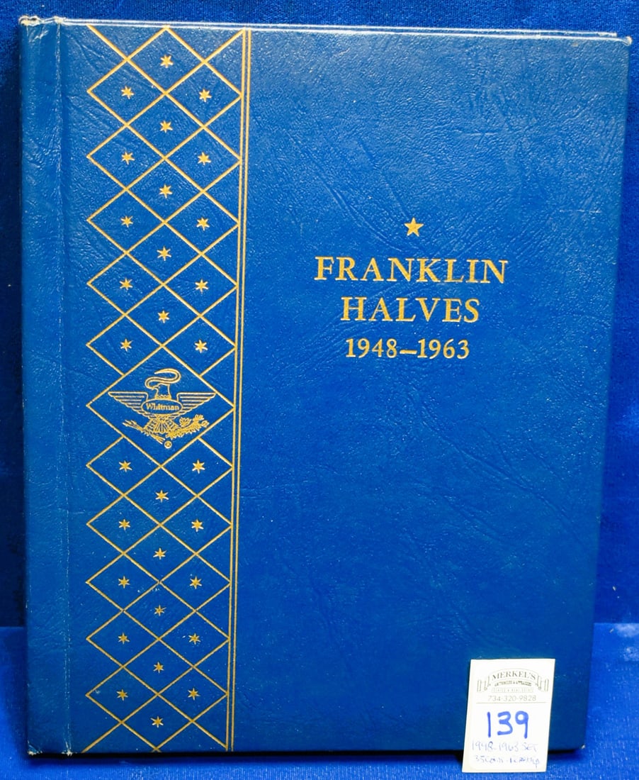COMPLETE AU/BU 1948-1963 Franklin Halves Whitman Album (Set of 35 Franklin Half Dollars) (1 of 5)