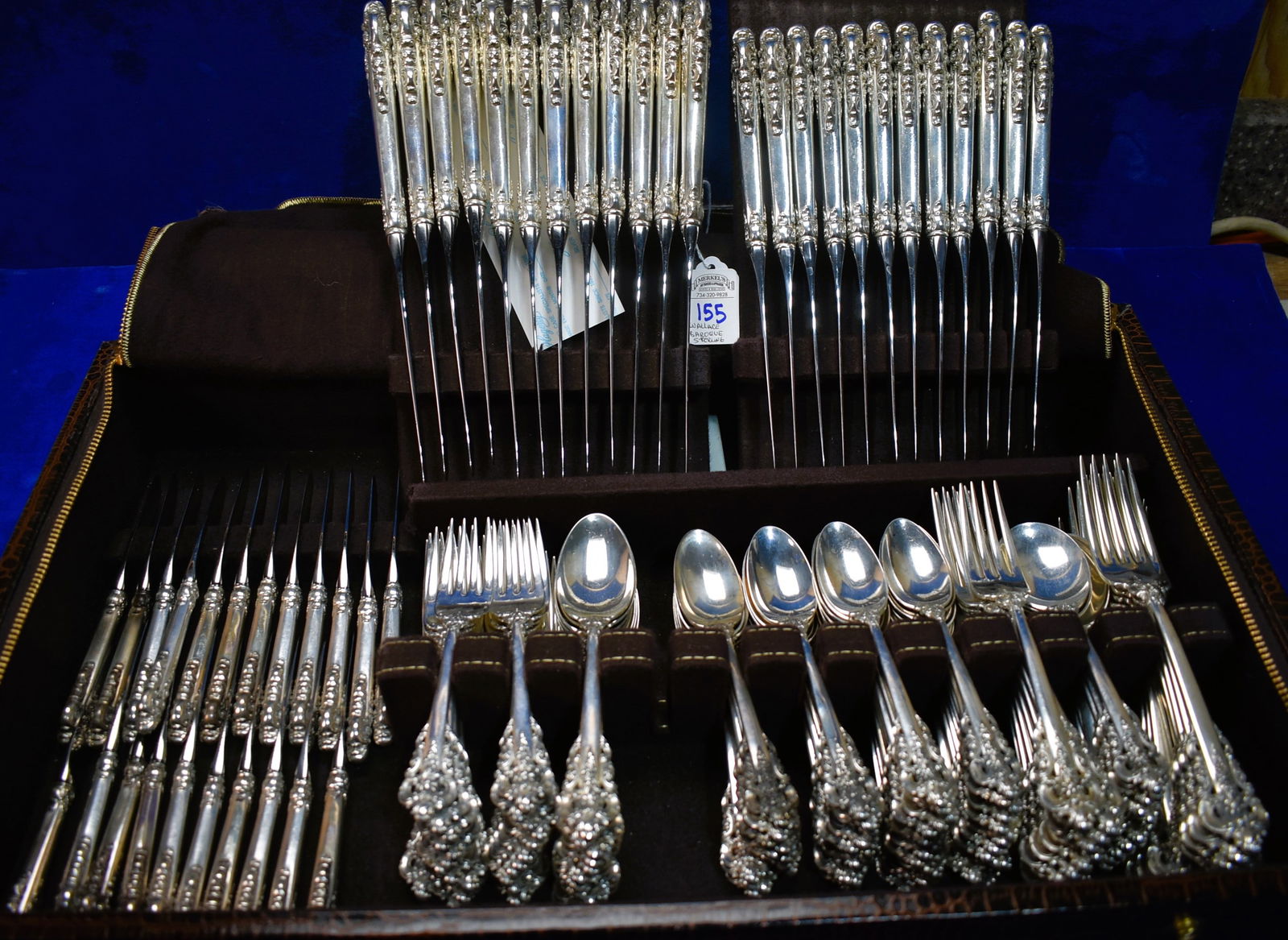 Wallace Grande Baroque Sterling Silver Set (77 Spoons, 48 Forks, 46 Knifes) 6,130 GRAMS 190+ TROY (1 of 8)