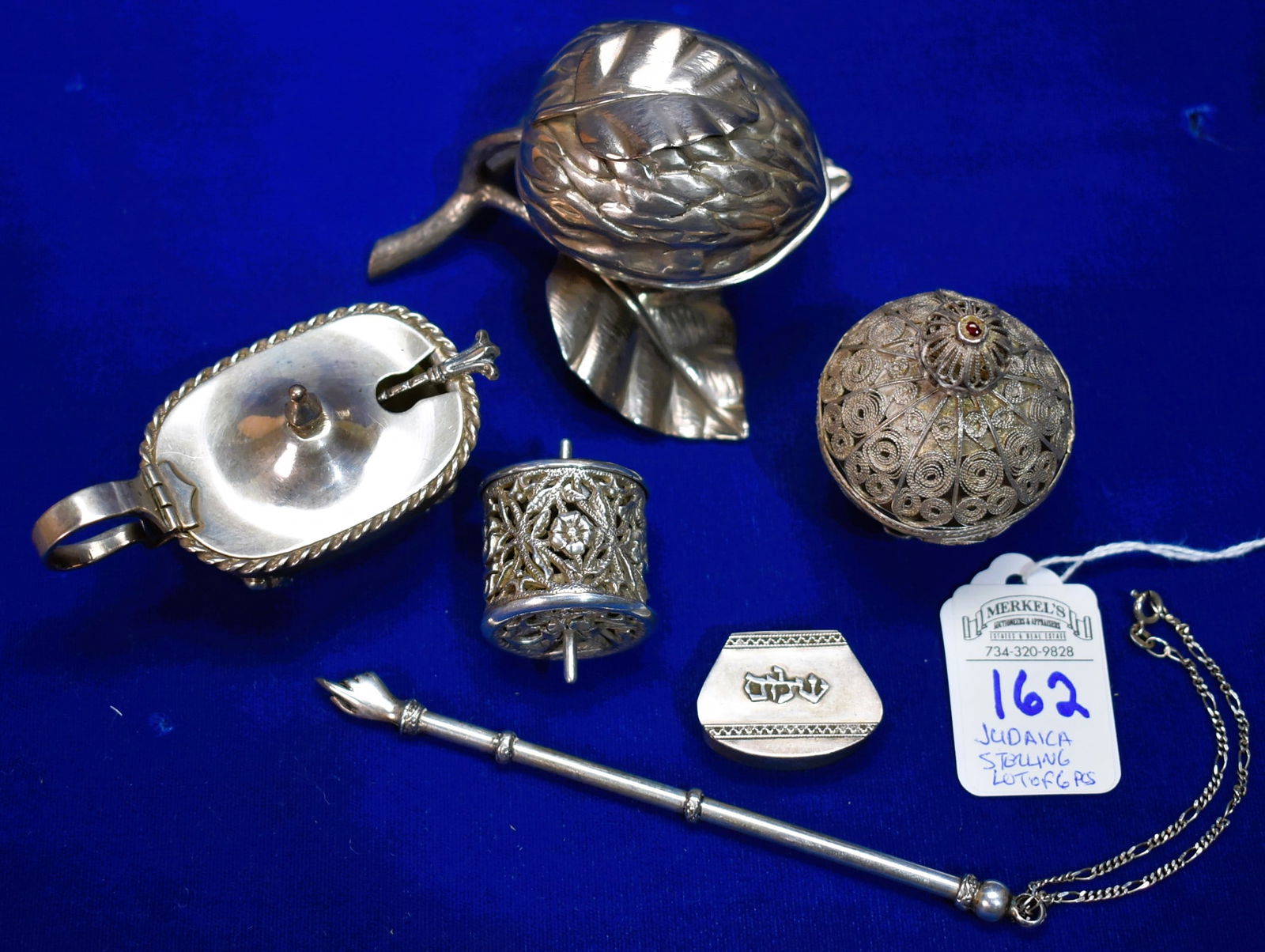 Lot of 6 Judaica Silver Pieces - 328 GRAMS SILVER (1 of 4)
