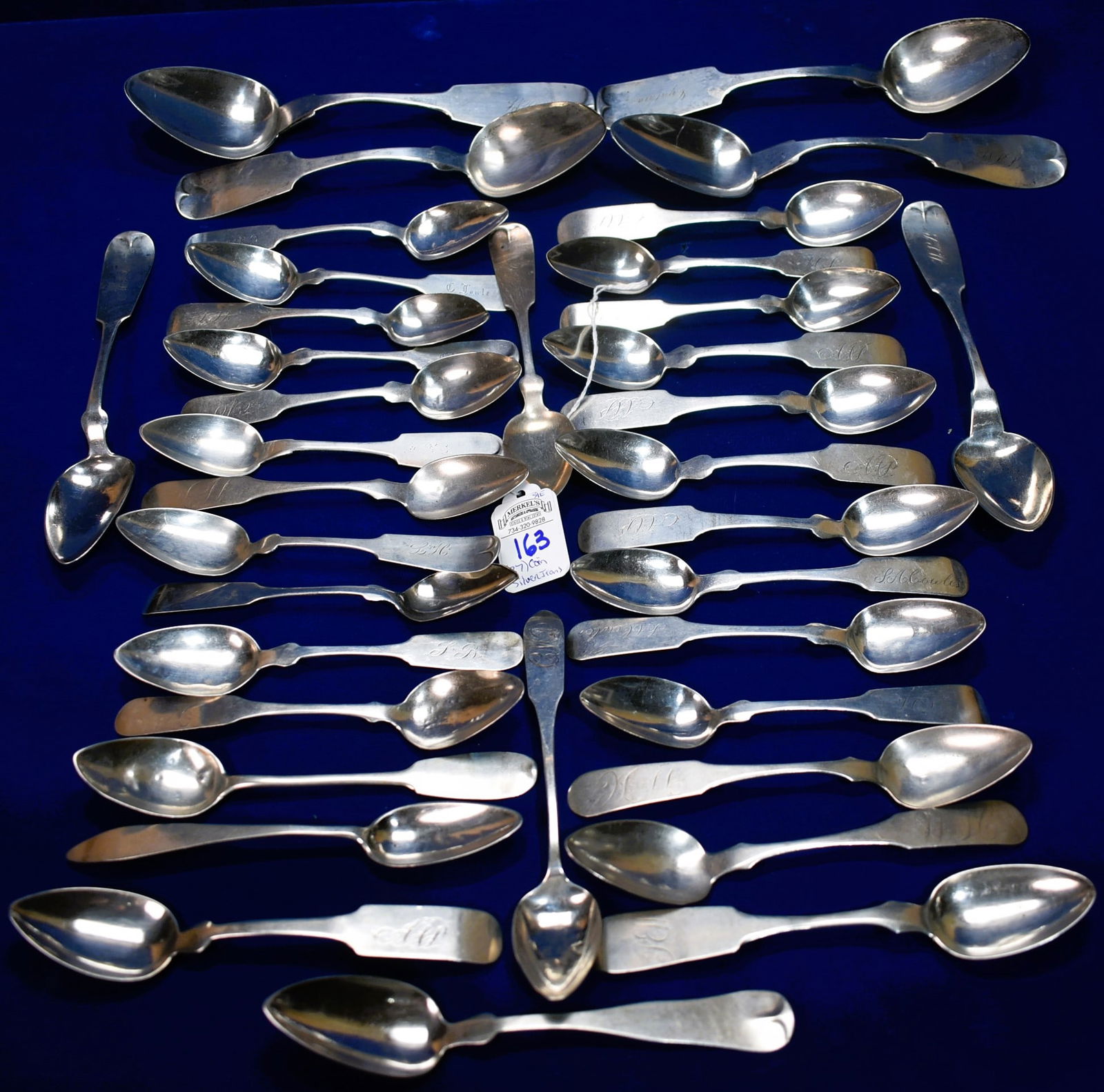 Lot of 37 Antique 19th century Coin (90%) Silver Spoons - 755.59 GRAMS (1 of 6)