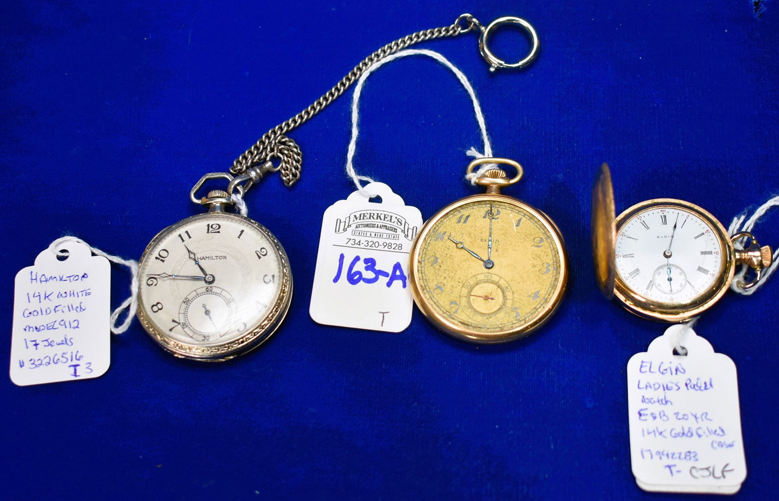 Lot of 3 Vintage Pocket Watches - Includes 1918 Waltham 14k Gold Case & 2 Gold Filled Pocket Watches (1 of 8)
