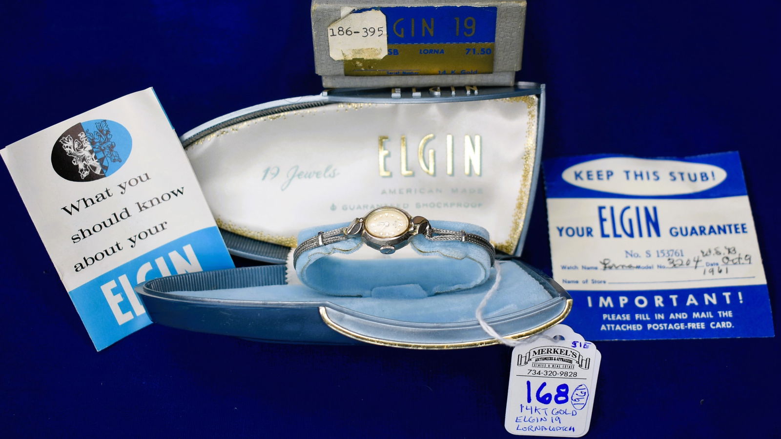 1961 Elgin 19 Jewel Lorna 14k Gold Ladies Watch W/ Original Box & Papers (1 of 7)