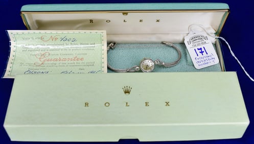 Vintage Ladies 1963-1964 Rolex 14K White Gold Cocktail Watch - Factory Set Diamonds