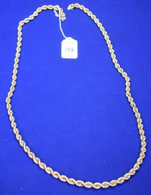 36' Long 1/4' Thick 14k Yellow Gold Rope Necklace (78 GRAMS 14K GOLD)