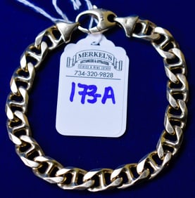 8 1/2' 14k Yellow Gold Italy Mariner Link Handmade Men's Bracelet - 40.24 GRAMS 14k Gold