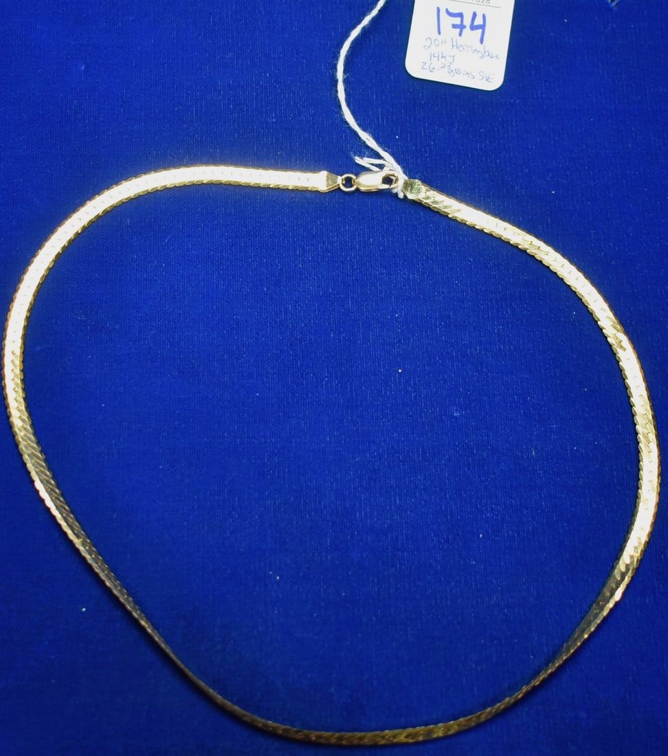 20' 14k Yellow Gold Herringbone Necklace - (26.23 GRAMS 14K GOLD) (1 of 5)