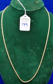 24' 14k Yellow Gold Rope Necklace.
