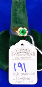 14K Yellow Gold Men's Emerald Ring