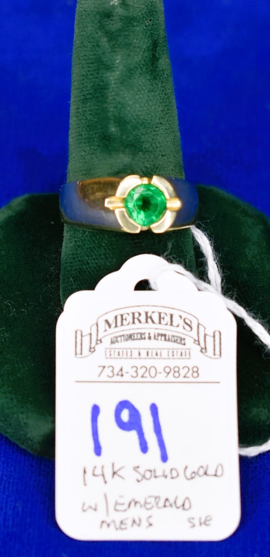 14K Yellow Gold Men's Emerald Ring (1 of 3)