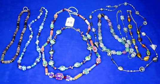 Lot of 8 Various Murano Glass Bead Necklaces