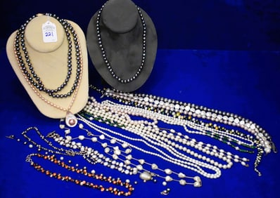This Lot has 18 Pearl Like Necklaces and one Pearl like bracelet