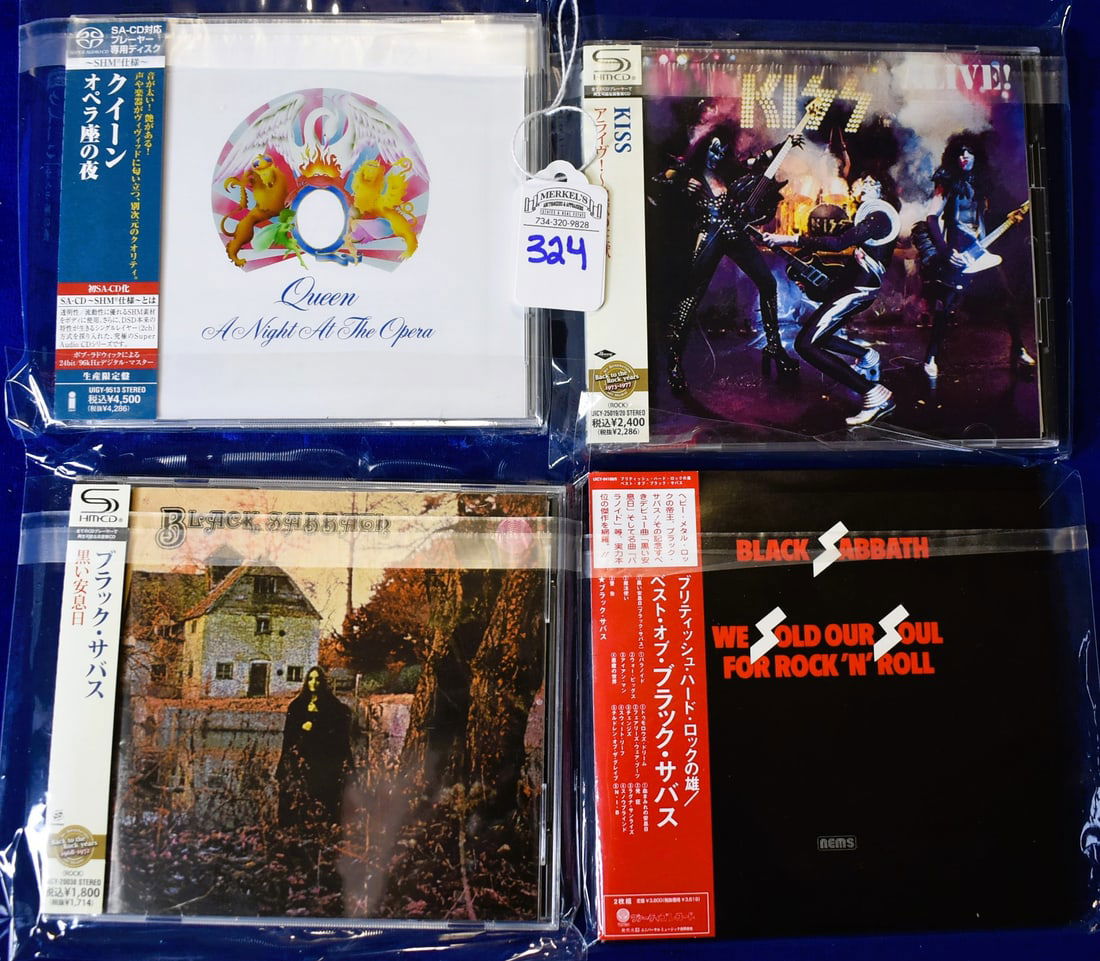 Lot of 4 Japanese Release Rock CDs (2 Black Sabbath, Queen, and Kiss): Lot of 4 Japanese Release Rock (2 Black Sabbath, Queen, and Kiss) Includes "A Night at the Opera" Queen, Kiss "Alive", and Black Sabbath "We Sold Our Soul For Rock 'N' Roll" UICY-94188/9, and Black Sa