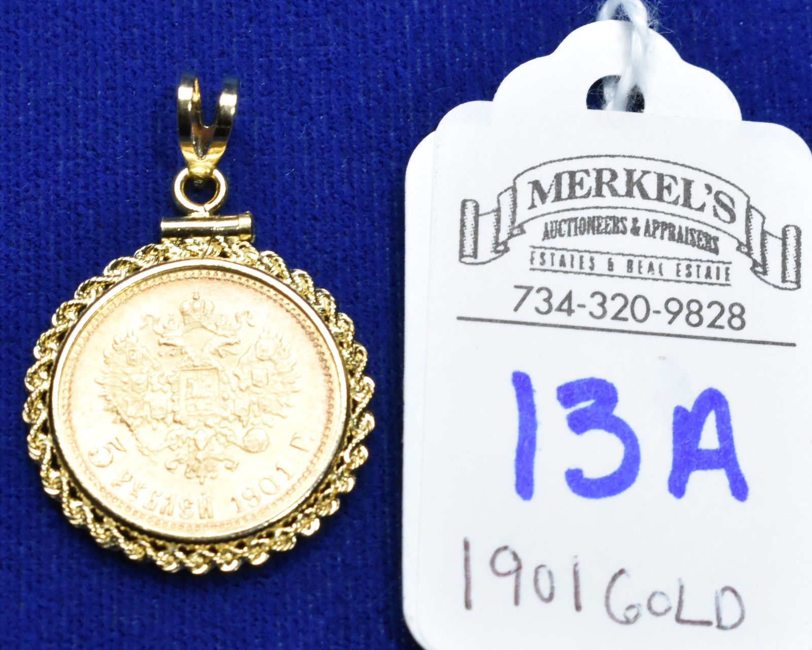 1901 Gold 5 Roubles Nicholas !! Russia Coin in 14K Slider Mount (1 of 2)