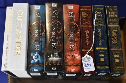 Lot of 8 Thriller/Adventure CD & Blu-ray Box Sets (Lord of the Rings, Outlander, Millennium)