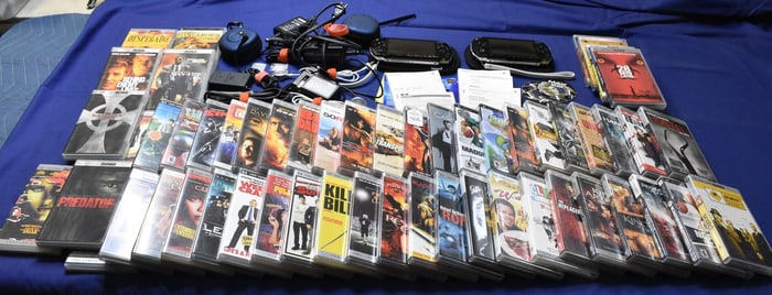Large Lot of PlayStation - 2 PSP Consoles With 55 Movies & Games - Lots of Accessories
